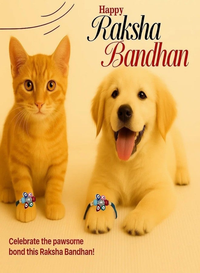 Sage Square Paw Bandhan Evil Eye Rakhi for Dogs, Cats & Small Pets | Celebrate Bonds of Love This Raksha Bandhan | Cute Rakhi with Beads | Gift for Pet Lovers & Furry Companions (Type 3) - Image 2